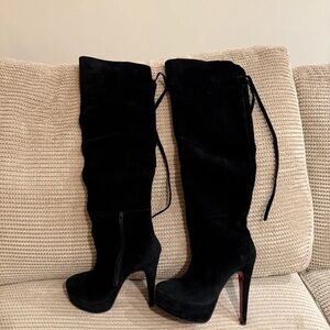 Chic Black Suede Heeled Boots